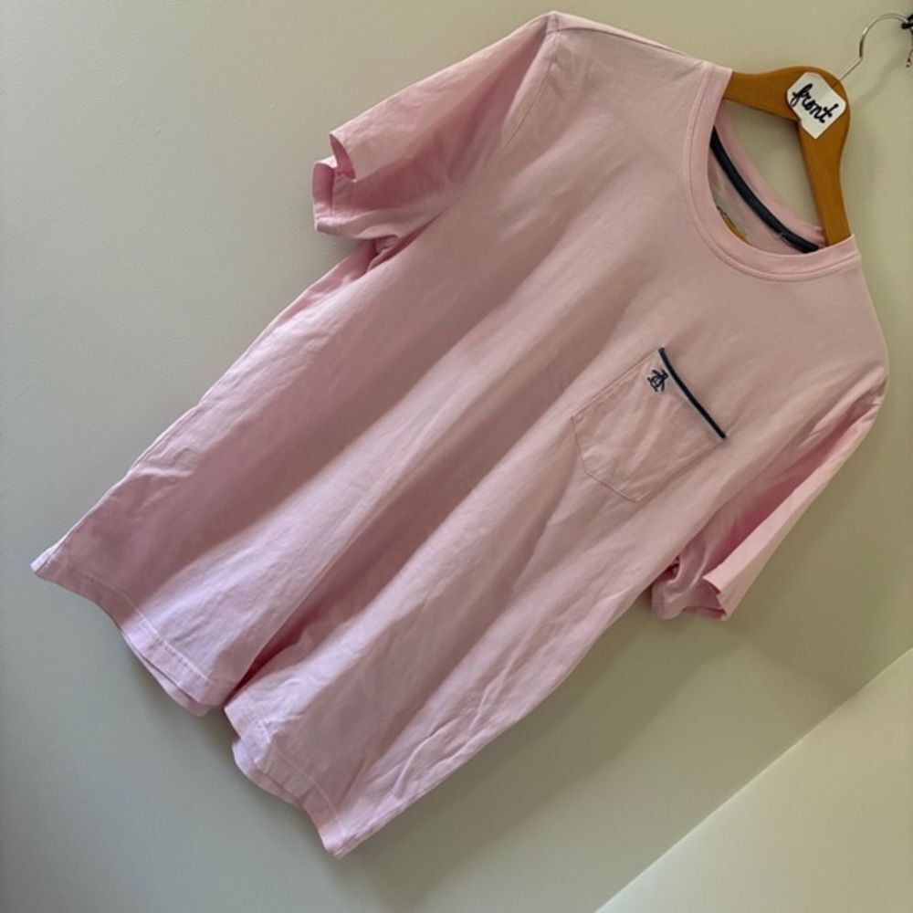 Original Penguin Light Pink Tee with Pocket no tag, preworn mens sz L see info